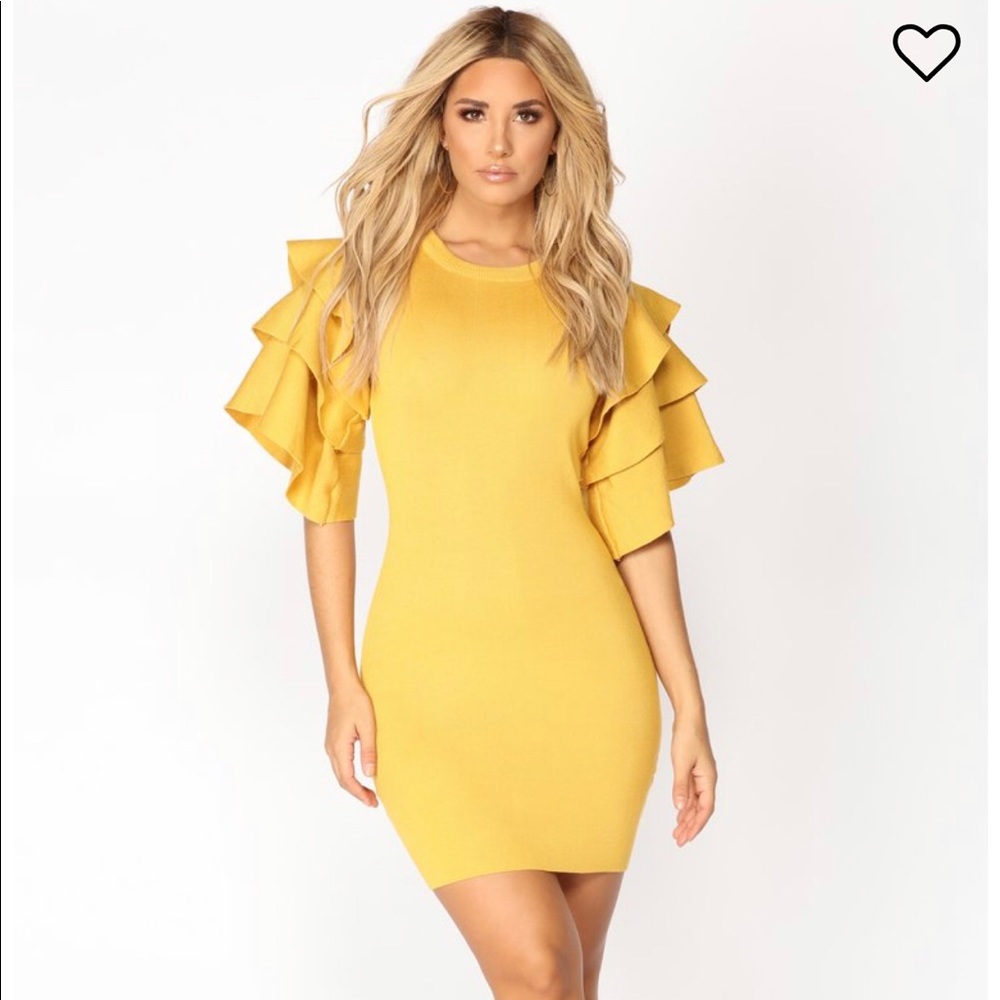 Fashion Nova brand Mustard Statement Dress